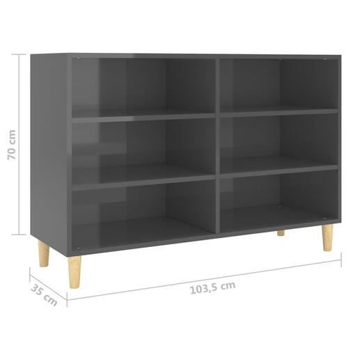 Skænk 103,5x35x70 cm konstrueret træ grå højglans