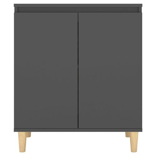 Skænk med massive træben 60x35x70 cm konstrueret træ grå