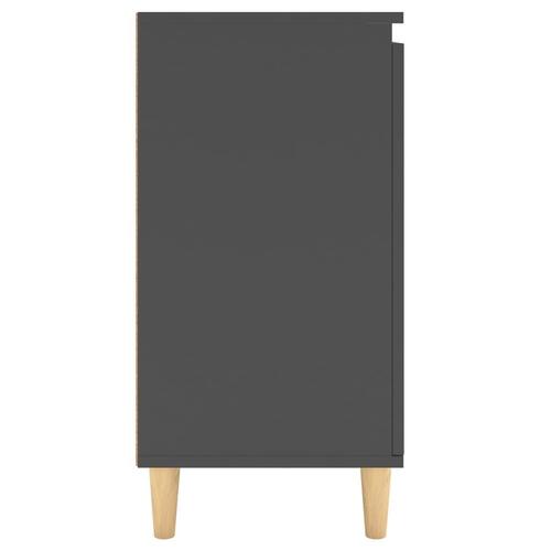 Skænk med massive træben 60x35x70 cm konstrueret træ grå