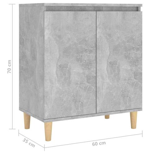 Skænk med massive træben 60x35x70 cm konstrueret betongrå