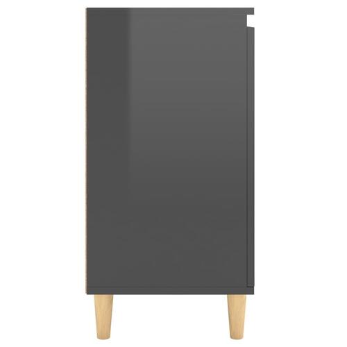 Skænk med massive træben 60x35x70 cm konstrueret grå højglans