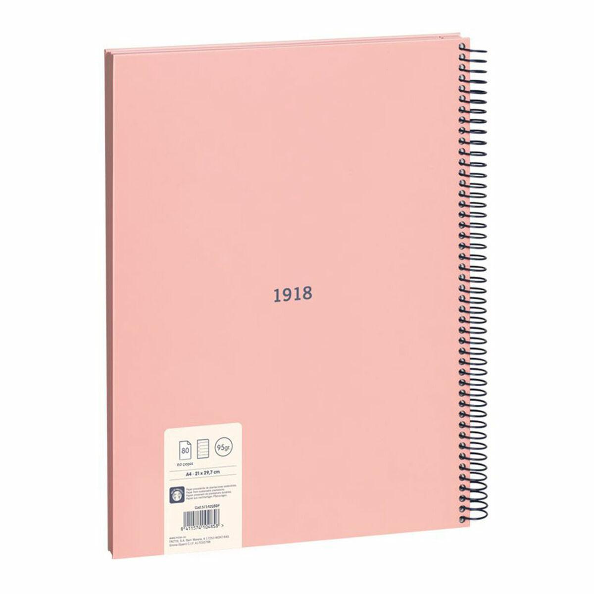 Milan Notesbog 430 A4 - Pink, spiral, 80 ark