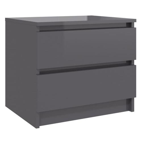 Sengeskabe 2 stk. 50x39x43,5 cm spånplade grå højglans
