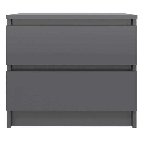 Sengeskabe 2 stk. 50x39x43,5 cm spånplade grå højglans