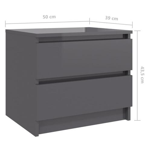 Sengeskabe 2 stk. 50x39x43,5 cm spånplade grå højglans