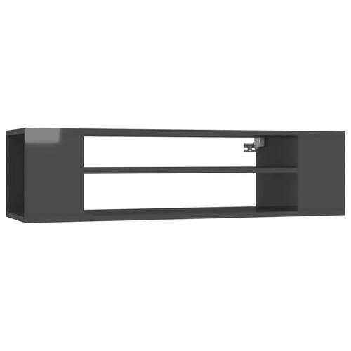 Væghængt tv-bord 100x30x26,5 cm konstrueret træ grå højglans