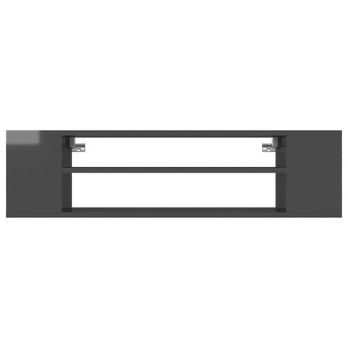 Væghængt tv-bord 100x30x26,5 cm konstrueret træ grå højglans