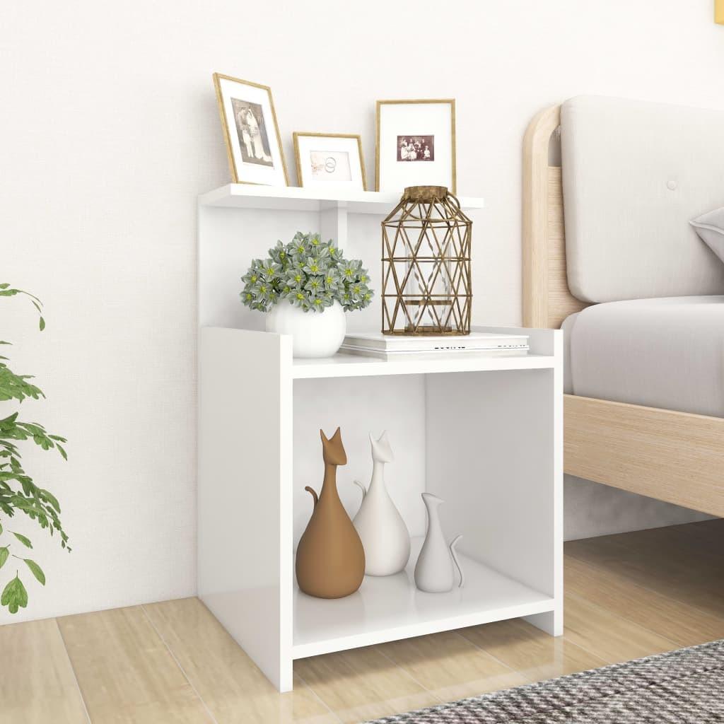 Sengebord 40x35x60 cm spånplade hvid