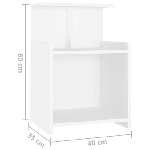 Sengebord 40x35x60 cm spånplade hvid