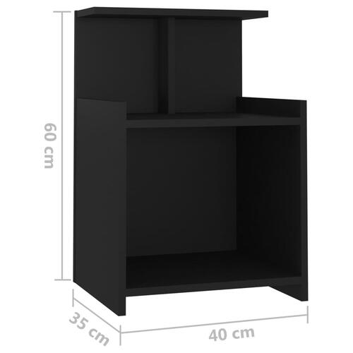 Sengeborde 2 stk. 40x35x60 cm spånplade sort