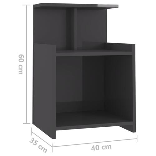 Sengebord 40x35x60 cm spånplade grå højglans