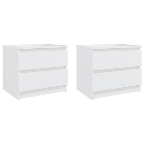 Sengeskabe 2 stk. 50x39x43,5 cm spånplade hvid