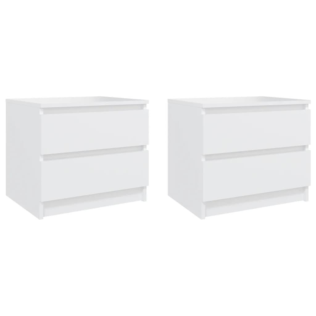Sengeskabe 2 stk. 50x39x43,5 cm spånplade hvid
