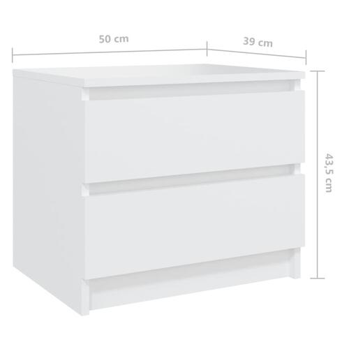 Sengeskabe 2 stk. 50x39x43,5 cm spånplade hvid