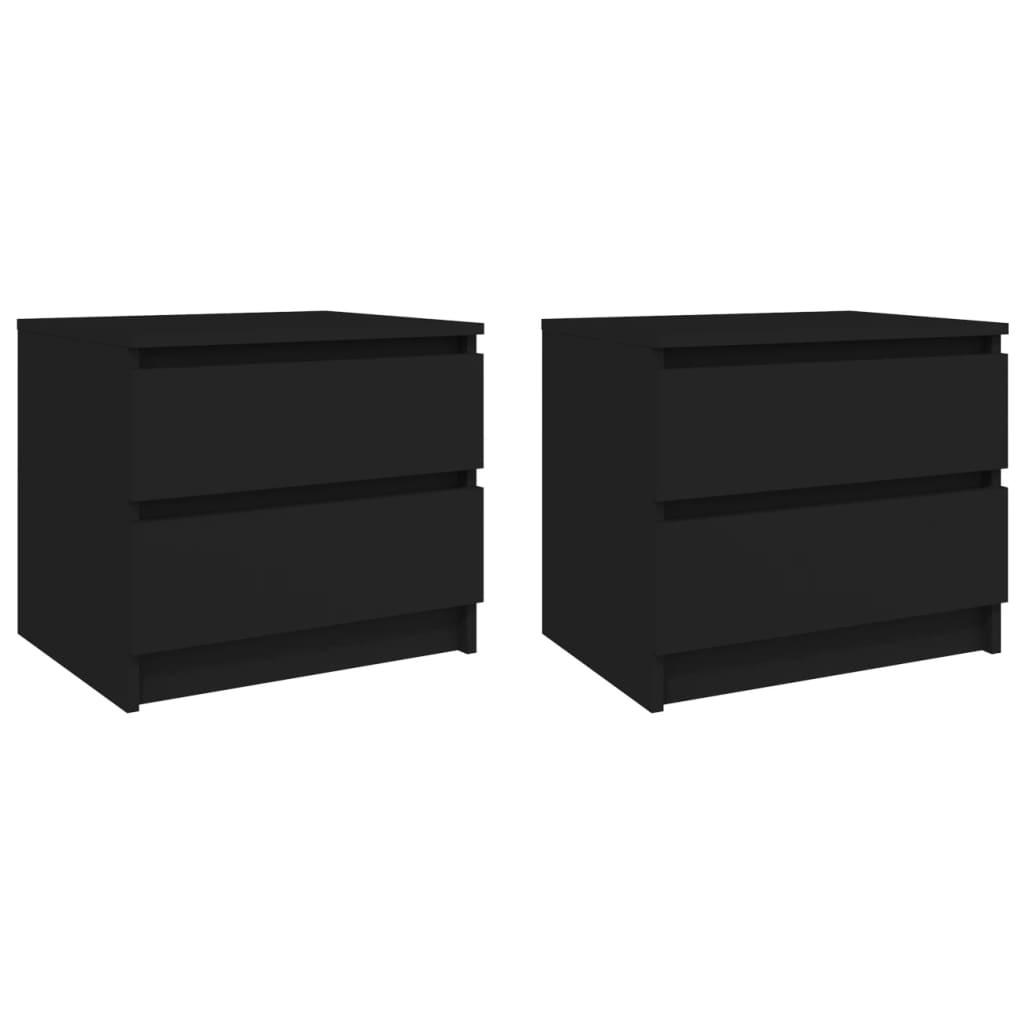 Sengeskabe 2 stk. 50x39x43,5 cm spånplade sort