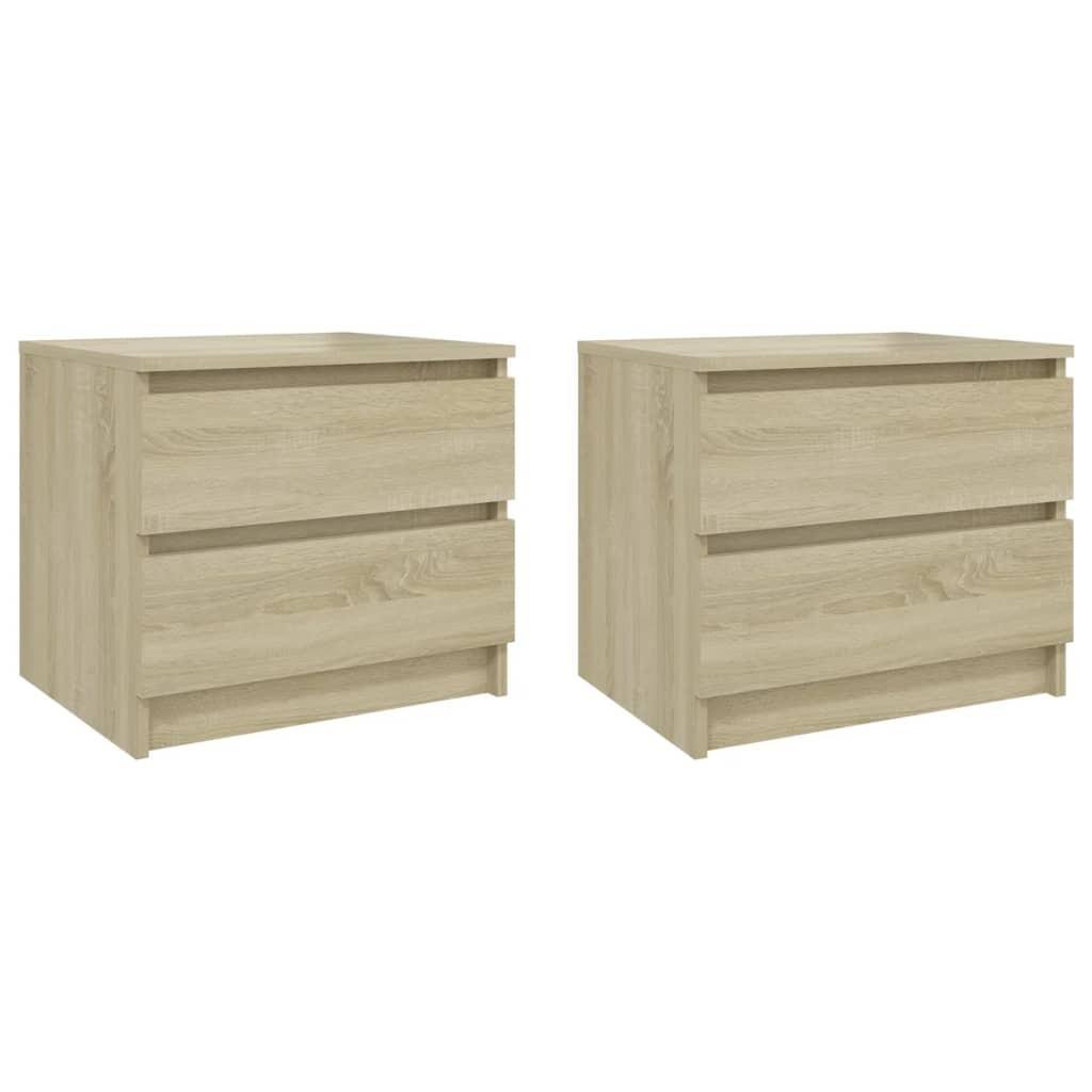 Sengeskabe 2 stk. 50x39x43,5 cm spånplade sonoma-eg