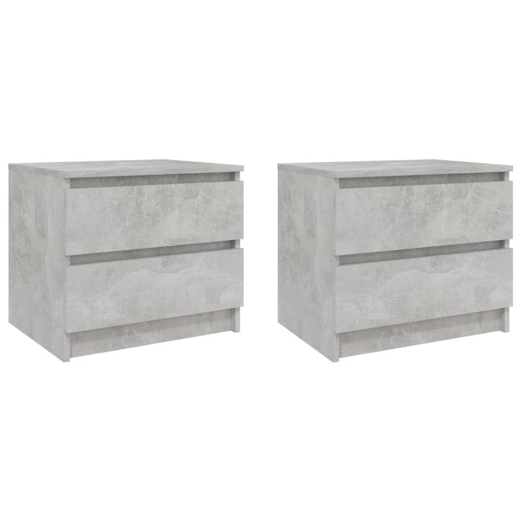 Sengeskabe 2 stk. 50x39x43,5 cm spånplade betongrå