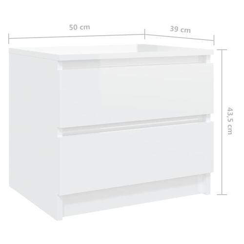 Sengeskab 50x39x43,5 cm spånplade hvid højglans