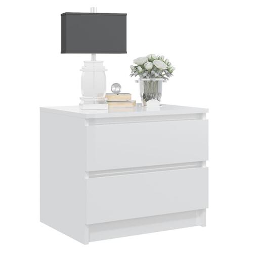 Sengeskabe 2 stk. 50x39x43,5 cm spånplade hvid højglans