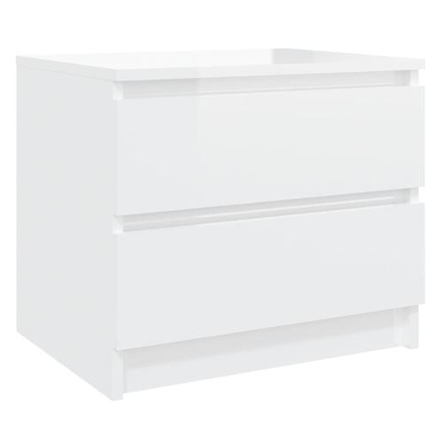 Sengeskabe 2 stk. 50x39x43,5 cm spånplade hvid højglans