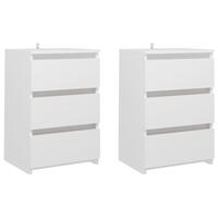 Sengeskabe 2 stk. 40x35x62,5 cm spånplade hvid