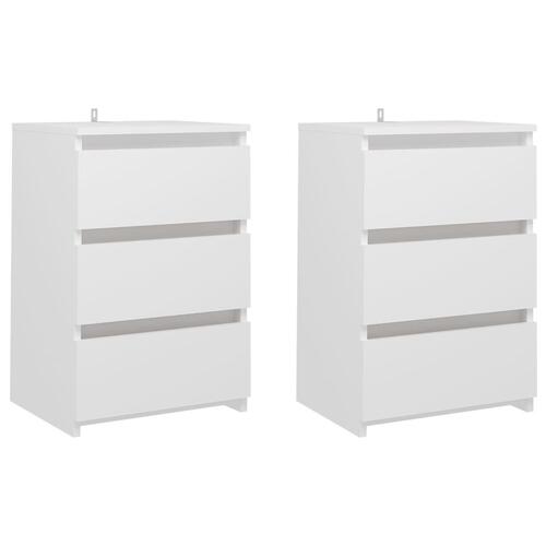 Sengeskabe 2 stk. 40x35x62,5 cm spånplade hvid