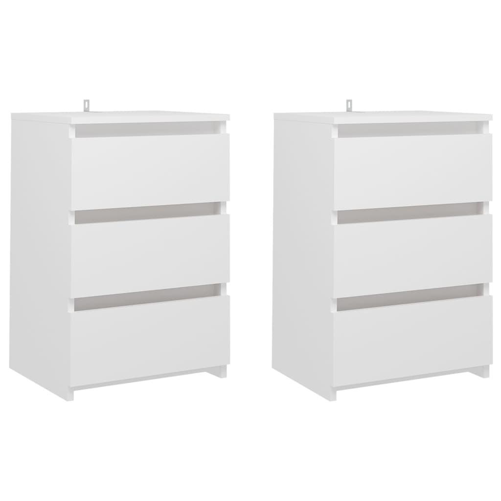 Sengeskabe 2 stk. 40x35x62,5 cm spånplade hvid
