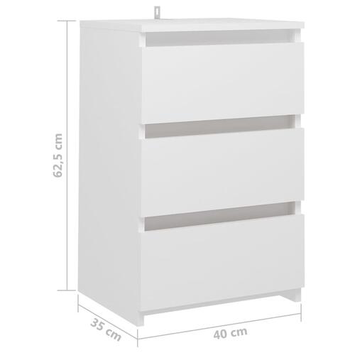 Sengeskabe 2 stk. 40x35x62,5 cm spånplade hvid