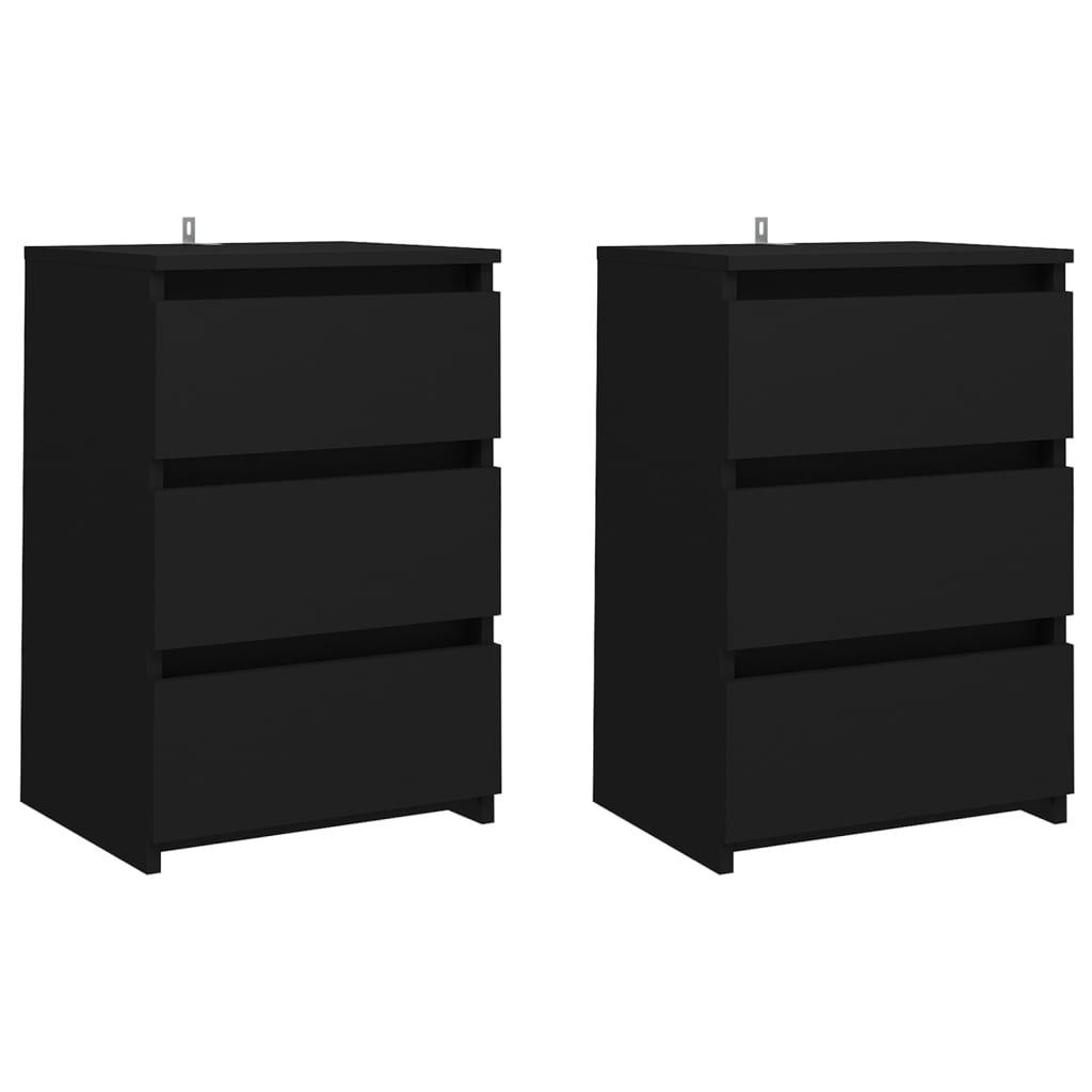 Sengeskabe 2 stk. 40x35x62,5 cm spånplade sort