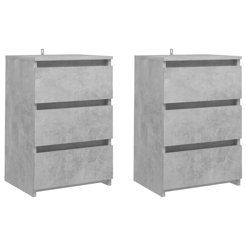 Natborde 2 stk. 40x35x62,5 cm spånplader betongrå