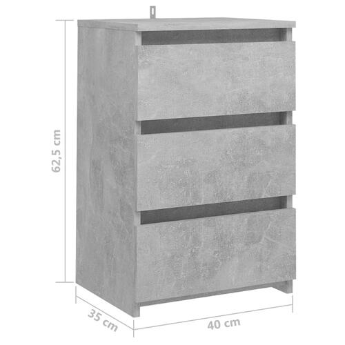 Natborde 2 stk. 40x35x62,5 cm spånplader betongrå
