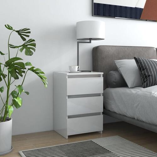 Natborde 2 stk. 40x35x62,5 cm spånplade hvid højglans