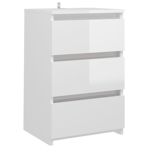 Natborde 2 stk. 40x35x62,5 cm spånplade hvid højglans