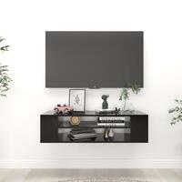 Væghængt tv-bord 100x30x26,5 cm konstrueret træ sort