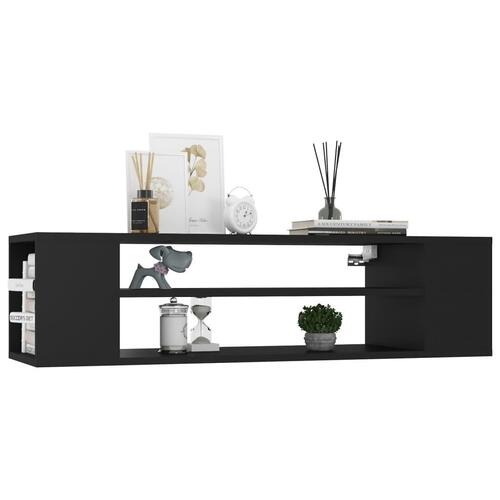 Væghængt tv-bord 100x30x26,5 cm konstrueret træ sort