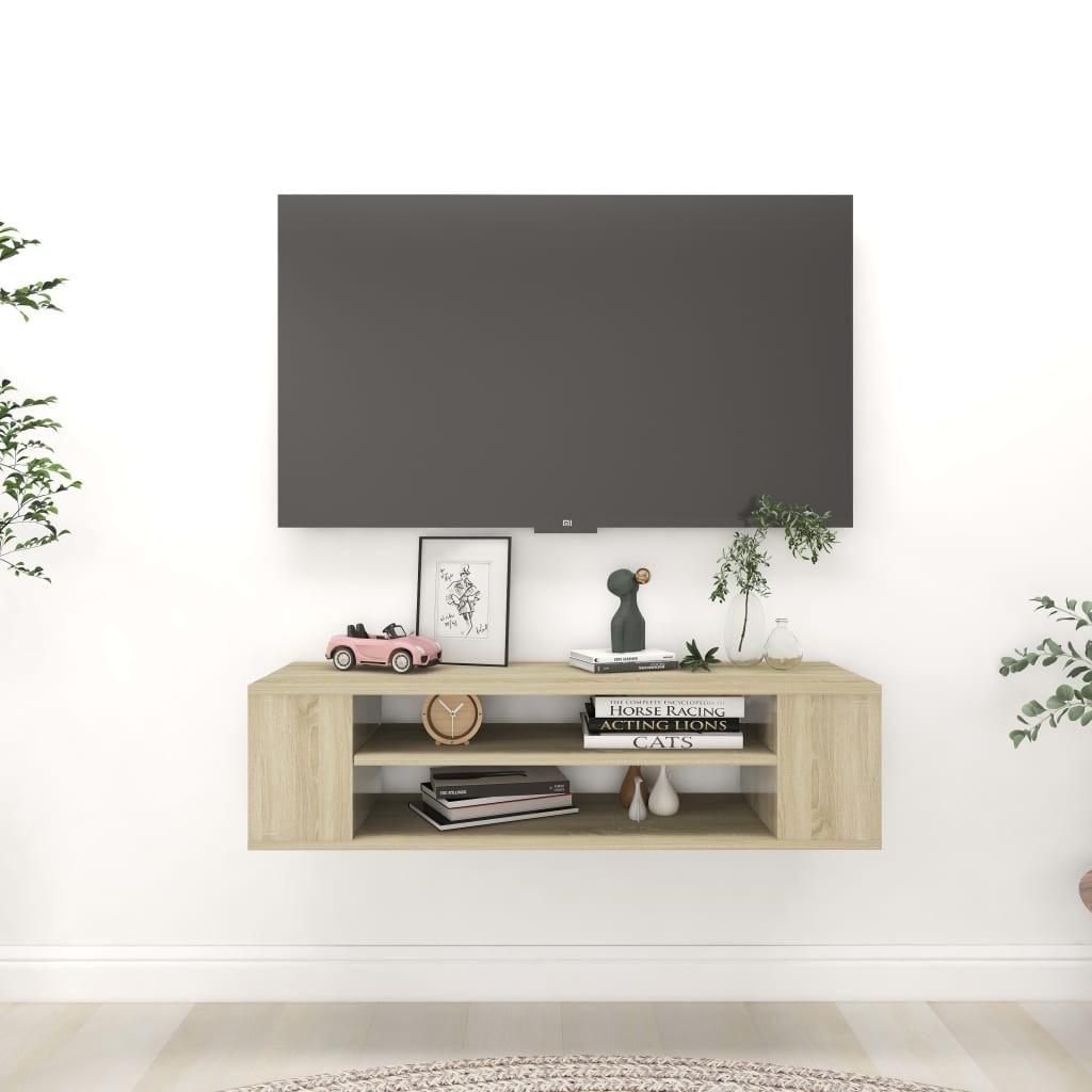 Væghængt tv-bord 100x30x26,5 cm konstrueret træ sonoma-eg