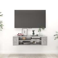 Væghængt tv-bord 100x30x26,5 cm konstrueret træ betongrå