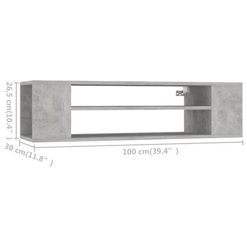 Væghængt tv-bord 100x30x26,5 cm konstrueret træ betongrå