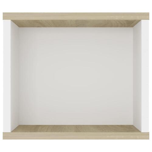 Væghængt tv-bord 100x30x26,5 cm konstrueret træ hvid sonoma-eg