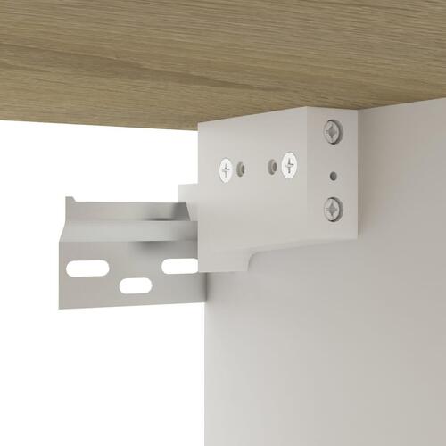Væghængt tv-bord 100x30x26,5 cm konstrueret træ hvid sonoma-eg