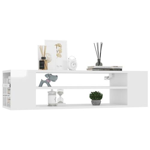 Væghængt tv-bord 100x30x26,5 cm konstrueret træ hvid højglans
