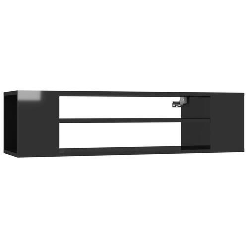 Væghængt tv-bord 100x30x26,5 cm konstrueret træ sort højglans