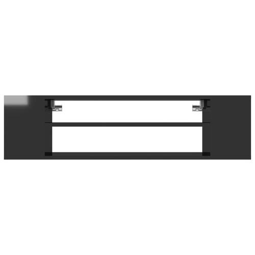 Væghængt tv-bord 100x30x26,5 cm konstrueret træ sort højglans
