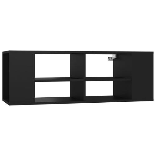 Væghængt tv-bord 102x35x35 cm konstrueret træ sort