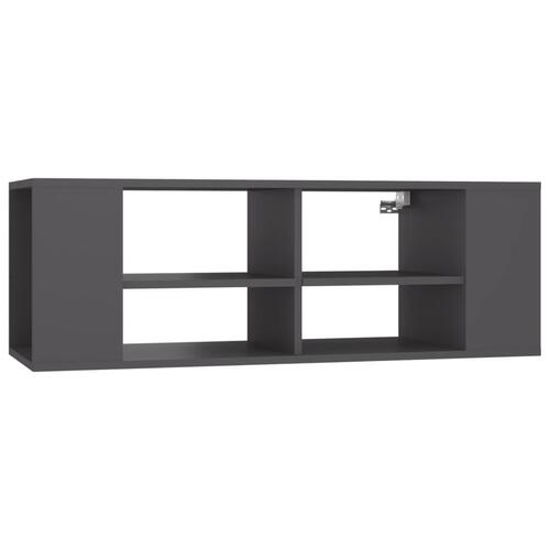 Væghængt tv-bord 102x35x35 cm konstrueret træ grå