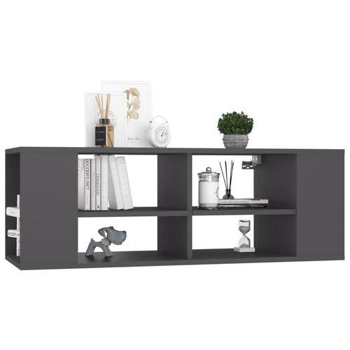 Væghængt tv-bord 102x35x35 cm konstrueret træ grå