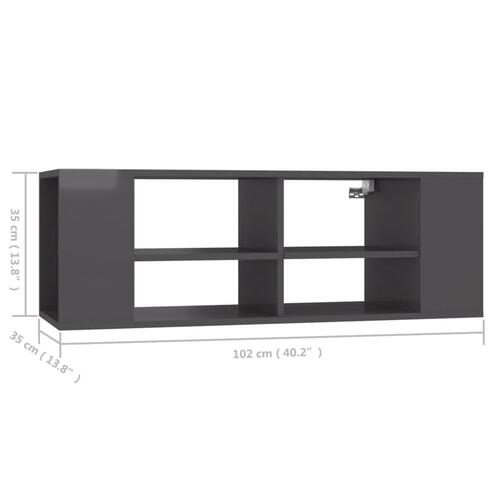 Væghængt tv-bord 102x35x35 cm konstrueret træ grå