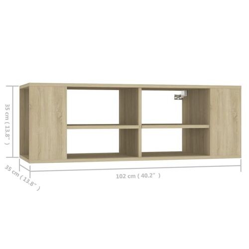 Væghængt tv-bord 102x35x35 cm konstrueret træ sonoma-eg