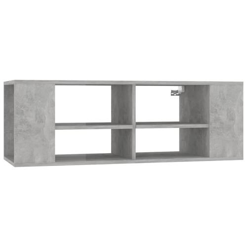 Væghængt tv-bord 102x35x35 cm konstrueret træ betongrå