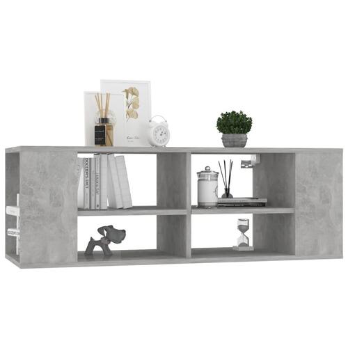 Væghængt tv-bord 102x35x35 cm konstrueret træ betongrå